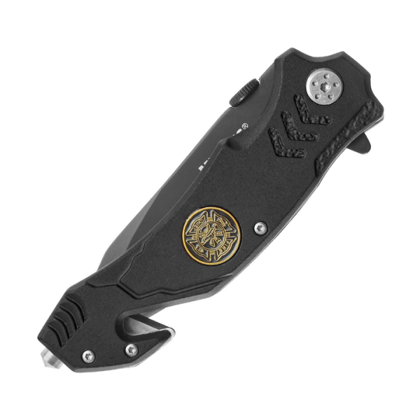 Ніж рятувальний складаний sturm mil-tec fire brigade black