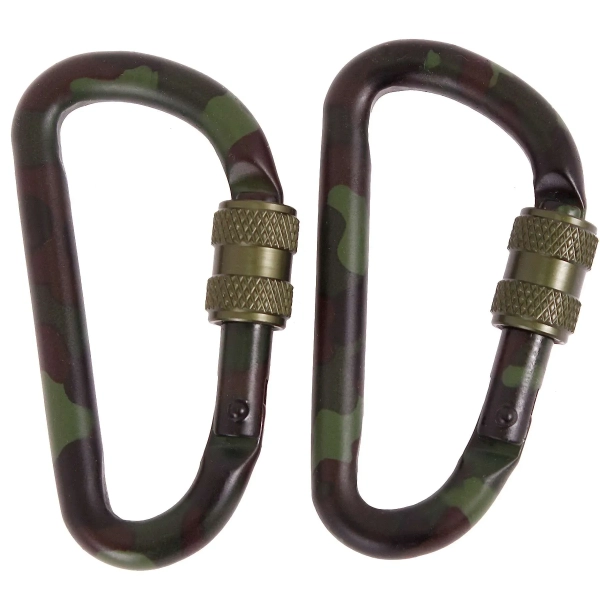 Карабіни тактичні (2 шт.) 80мм Mil-Tec Tactical Carabiner, Вудленд